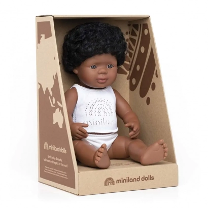 Lalka Miniland chłopiec Afroamerykanin 38 cm